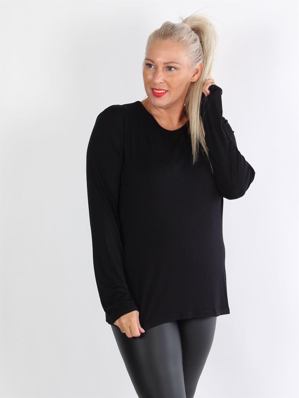 Bari - Sort langærmet basis bluse